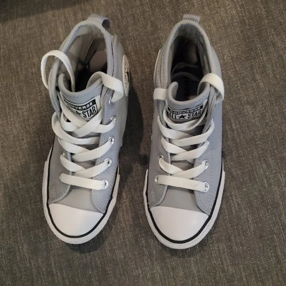 Converse Kids Chuck Taylor All Star Syde Street Leather Youth Mid Grey S…